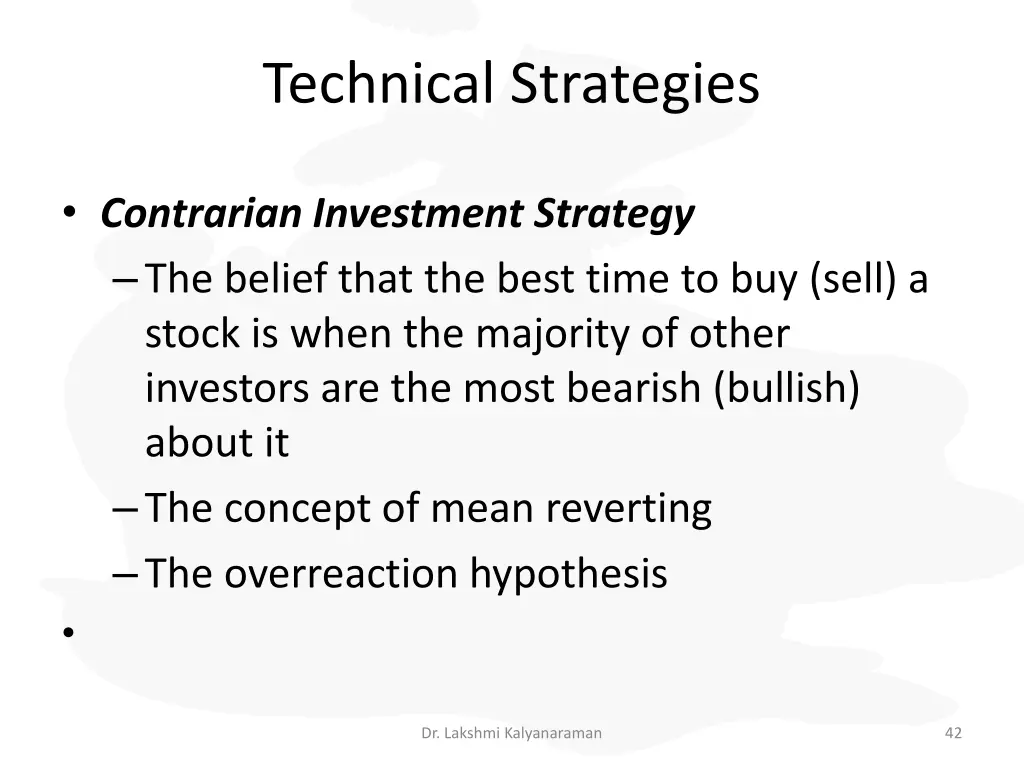 technical strategies