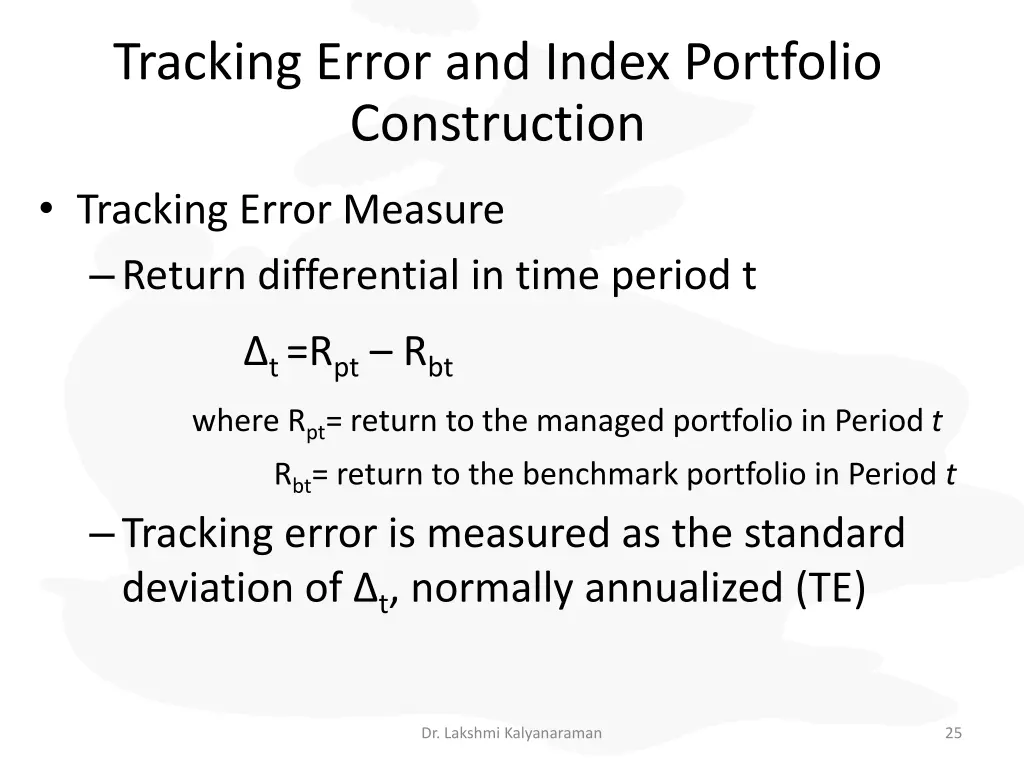 tracking error and index portfolio construction 1