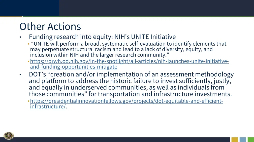 other actions funding research into equity