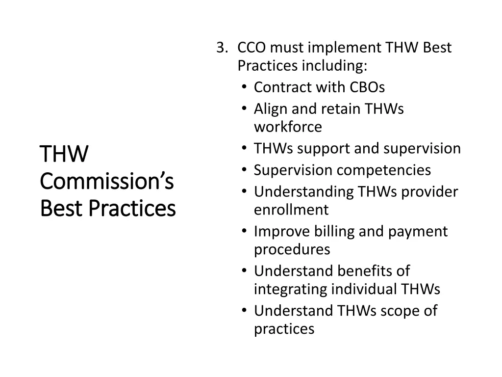 3 cco must implement thw best practices including