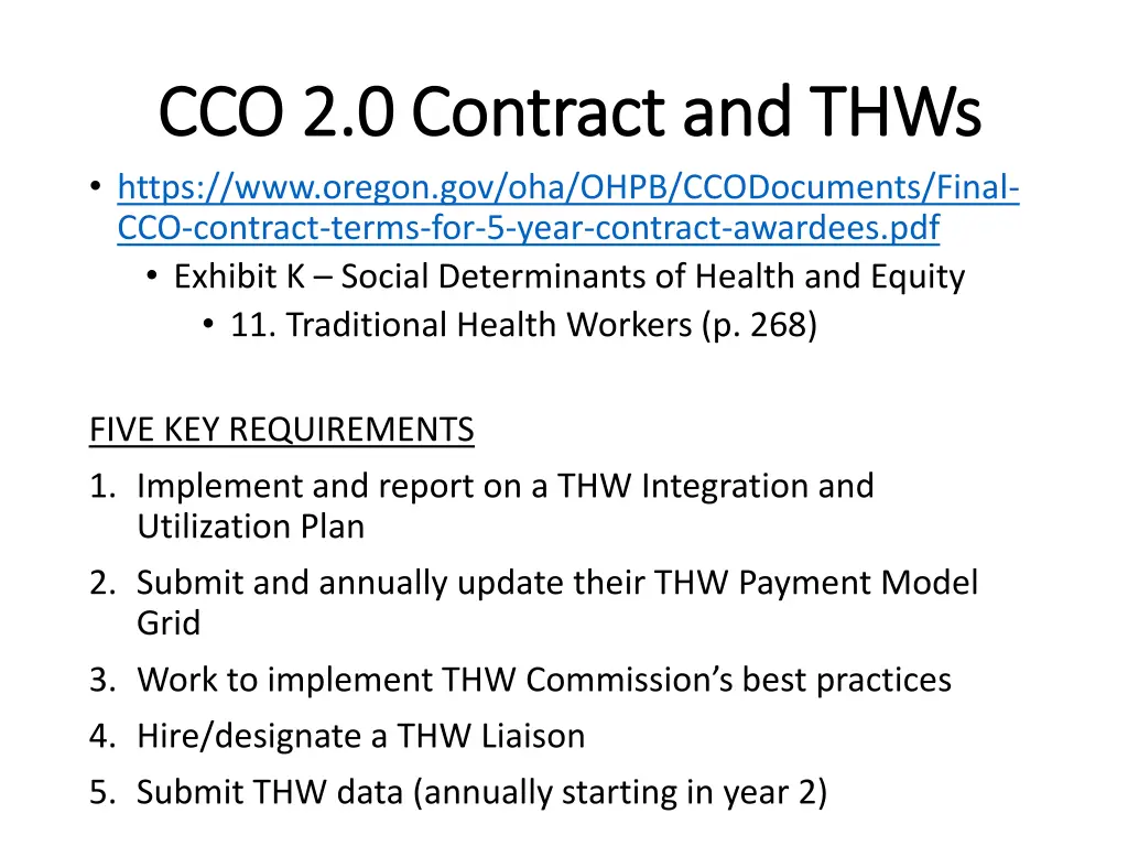 cco 2 0 contract and thws cco 2 0 contract