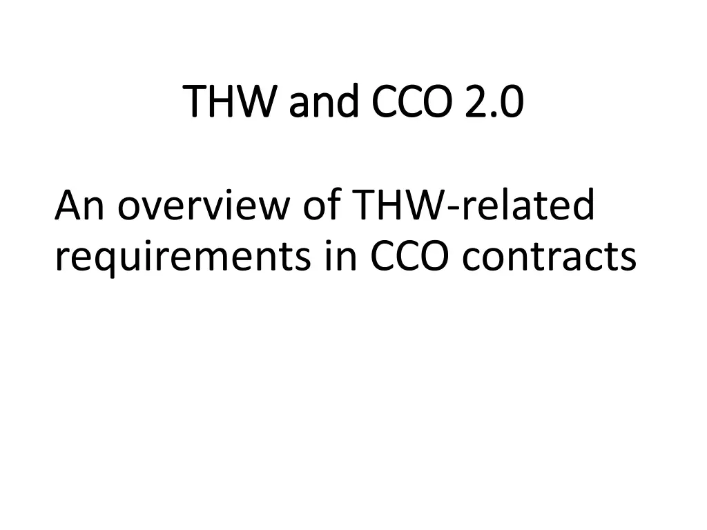 thw and cco 2 0 thw and cco 2 0