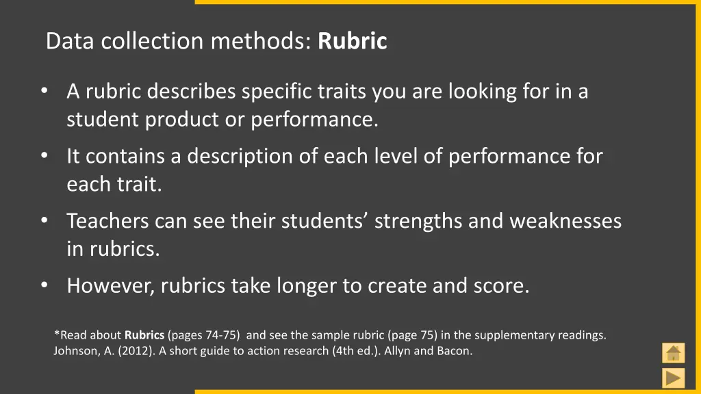 data collection methods rubric