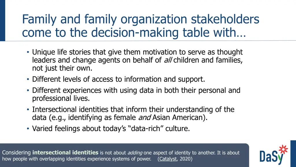 family and family organization stakeholders come