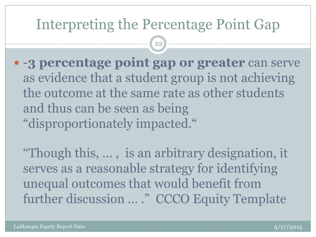 interpreting the percentage point gap