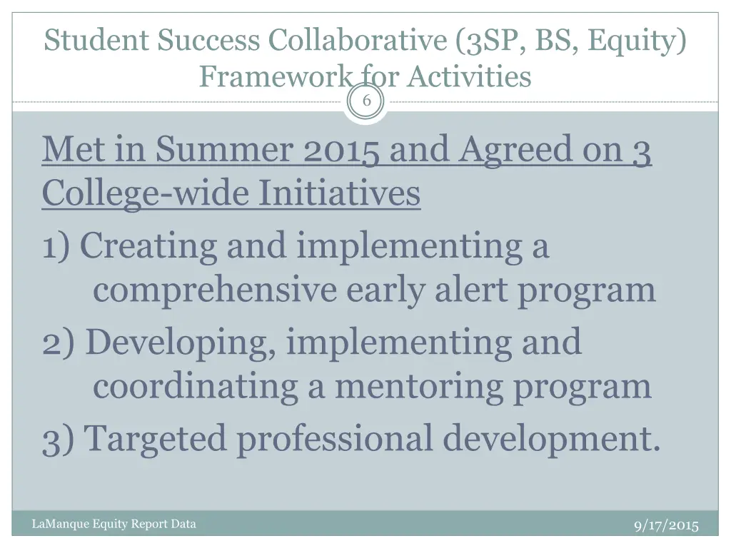 student success collaborative 3sp bs equity