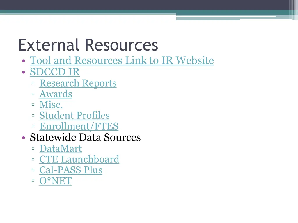 external resources tool and resources link