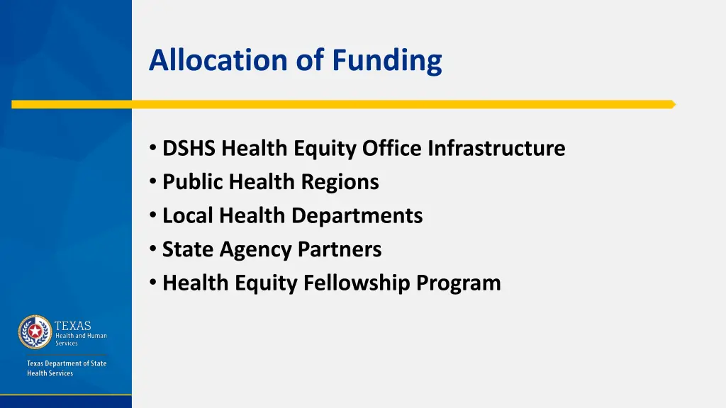 allocation of funding