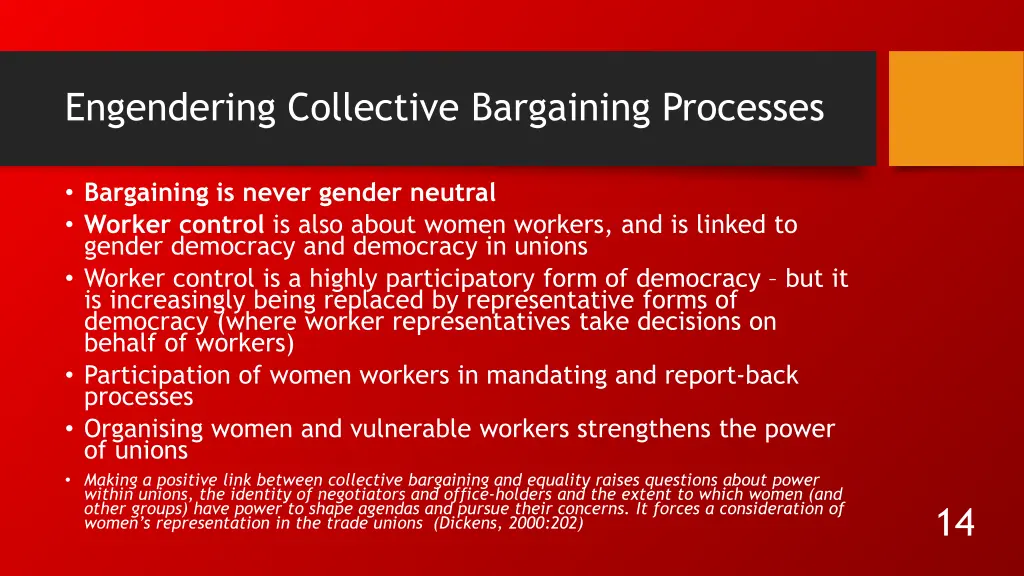 engendering collective bargaining processes