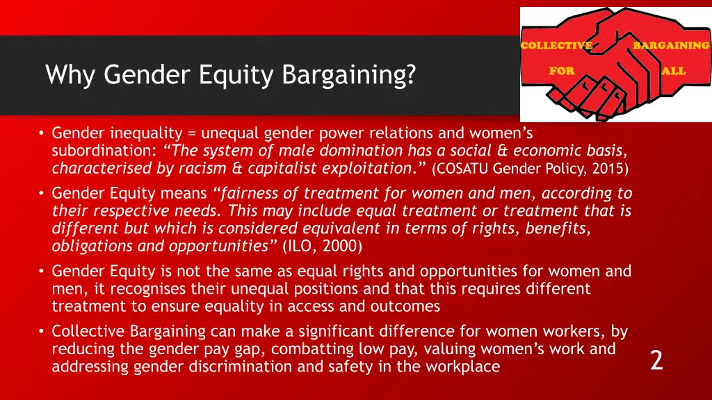 why gender equity bargaining