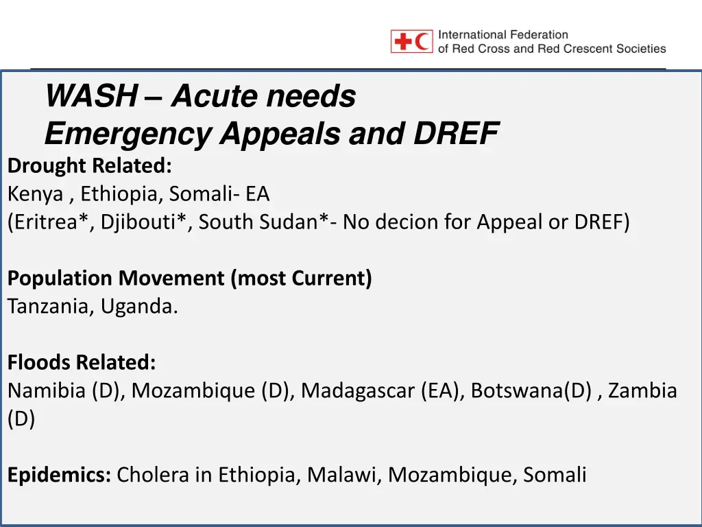 wash acute needs emergency appeals and dref