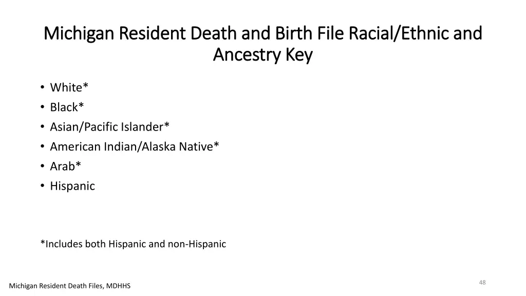 michigan resident death and birth file racial