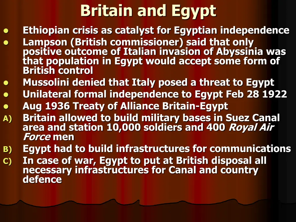 britain and egypt ethiopian crisis as catalyst