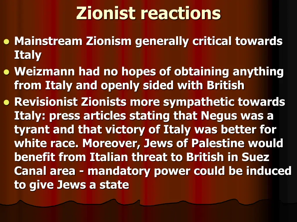 zionist reactions