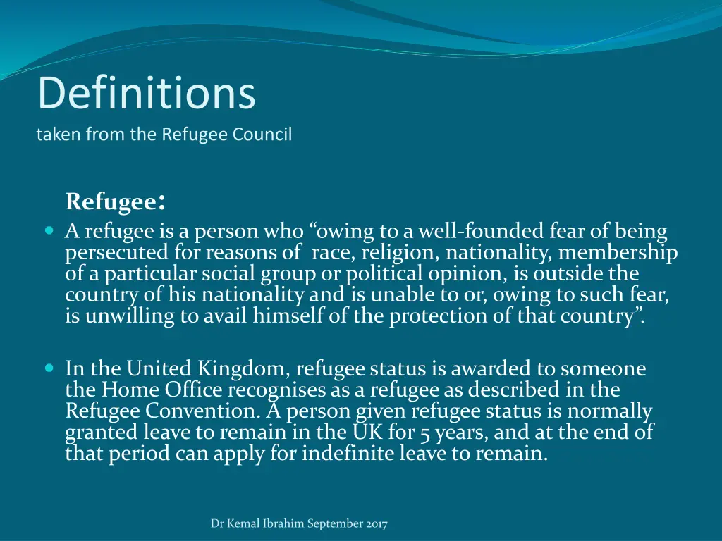 definitions taken from the refugee council 1