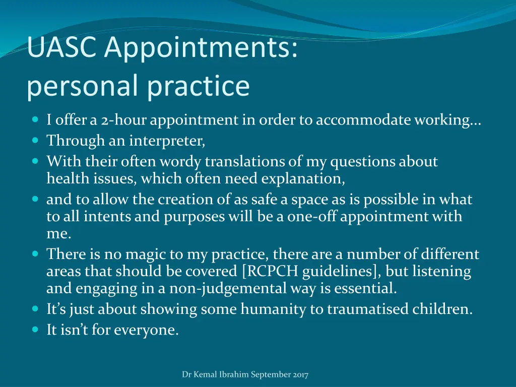 uasc appointments personal practice