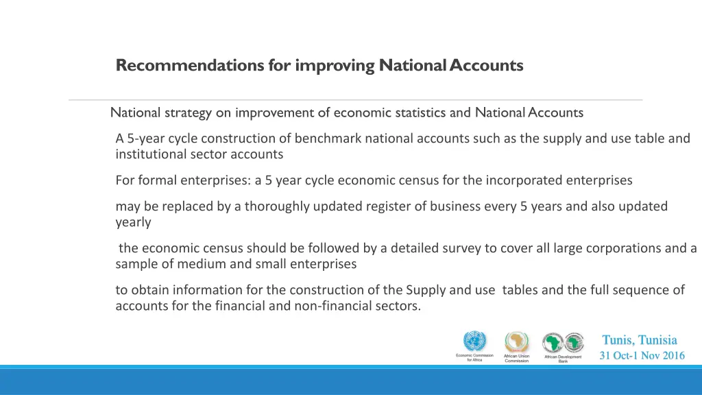 recommendations for improving national accounts