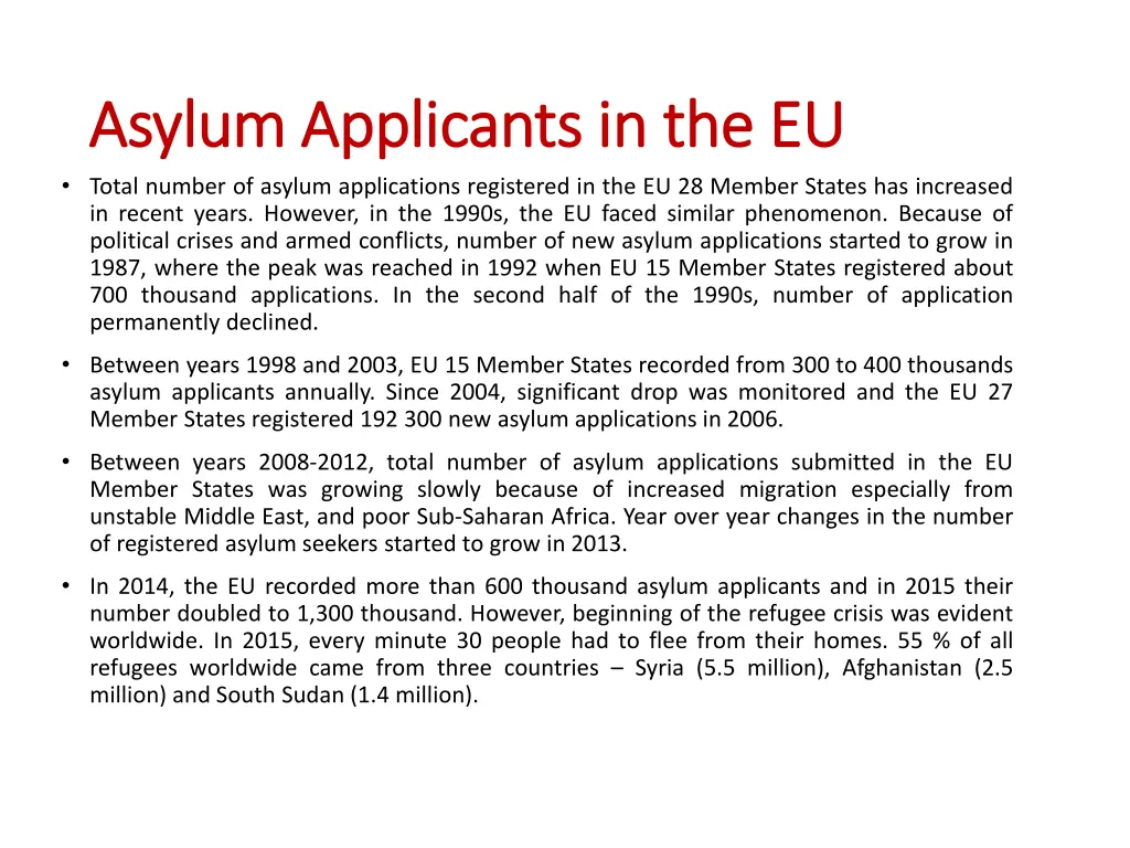 asylum applicants in the eu asylum applicants