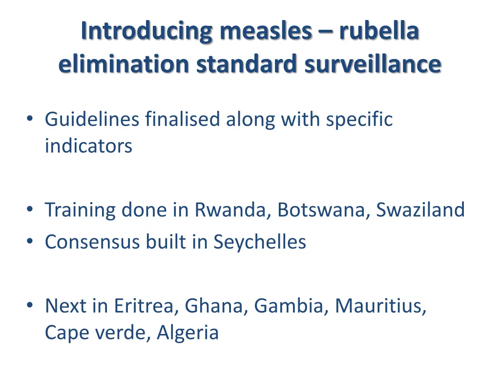 introducing measles rubella elimination standard