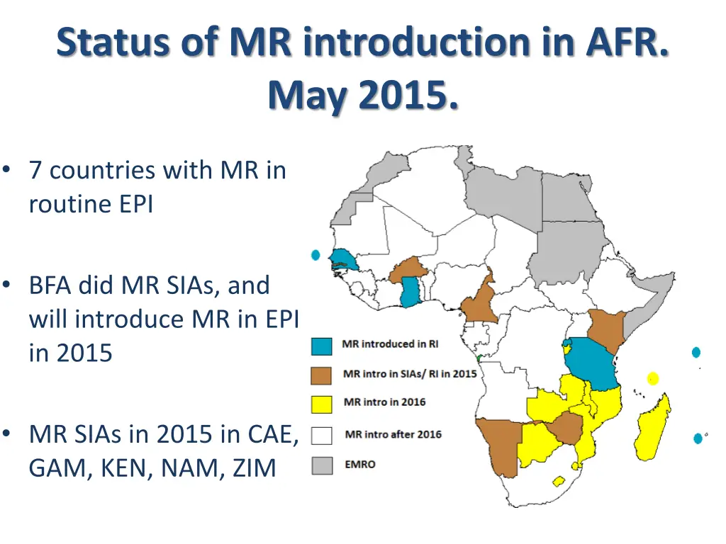 status of mr introduction in afr may 2015