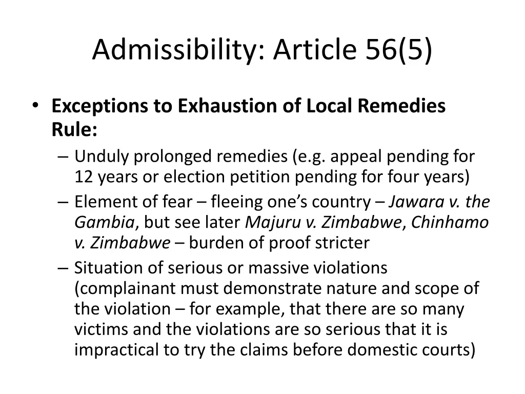 admissibility article 56 5 1