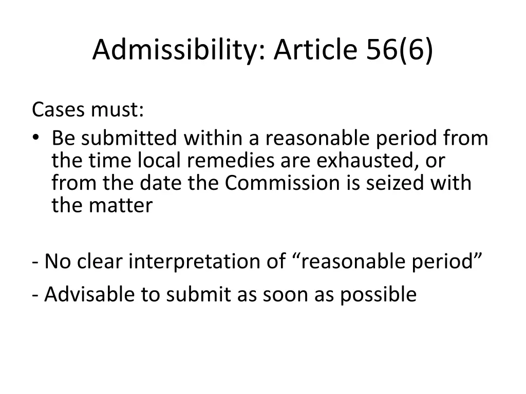 admissibility article 56 6