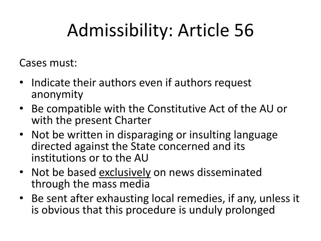 admissibility article 56