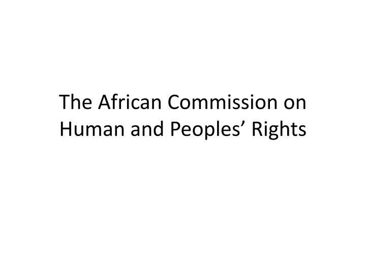 the african commission on human and peoples rights