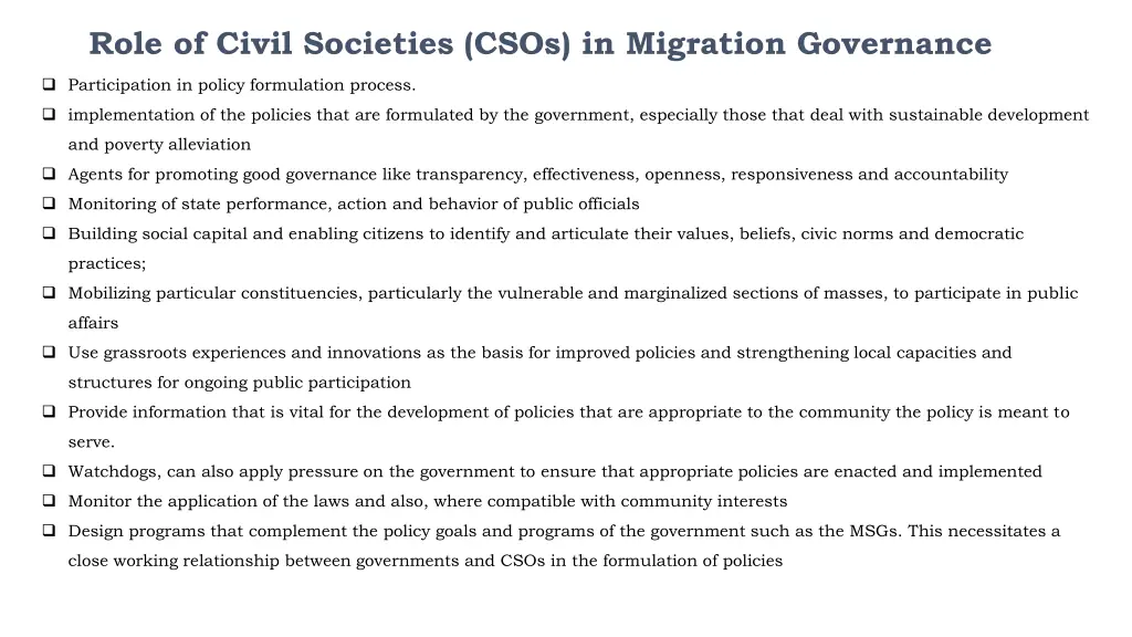 role of civil societies csos in migration