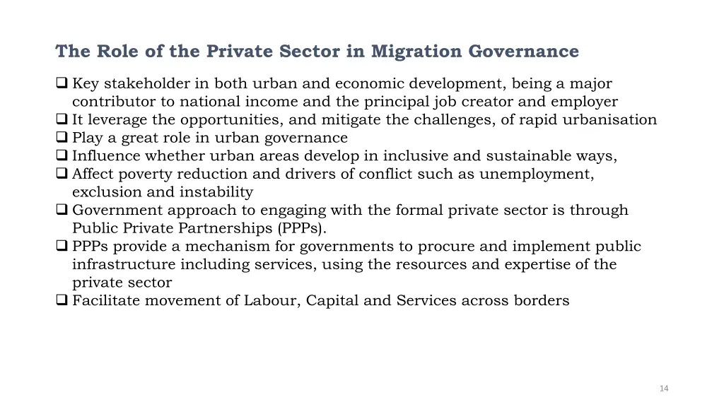 the role of the private sector in migration