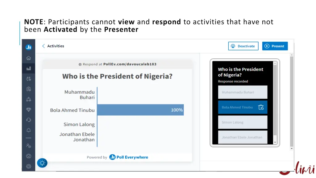 note participants cannot view and respond