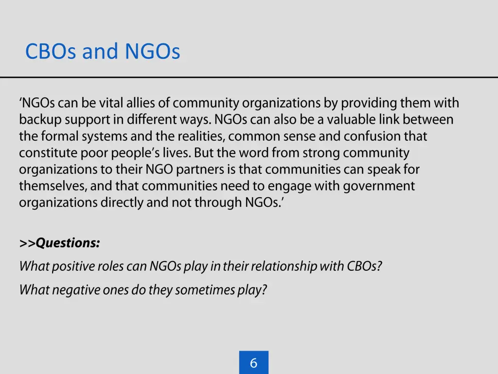 cbos and ngos