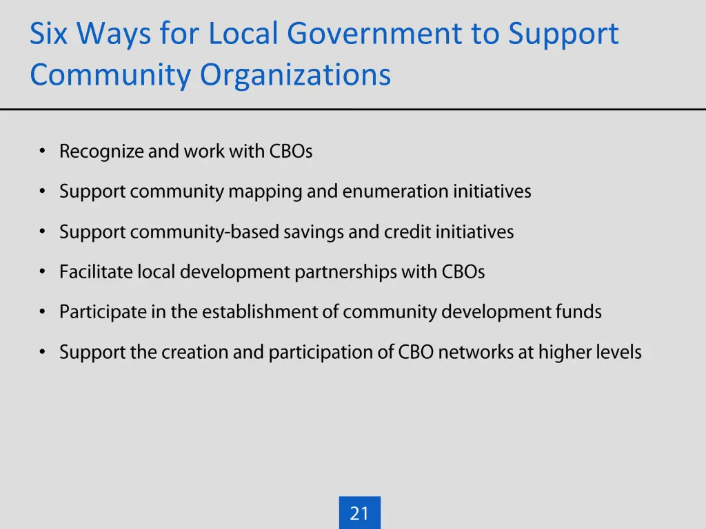 six ways for local government to support