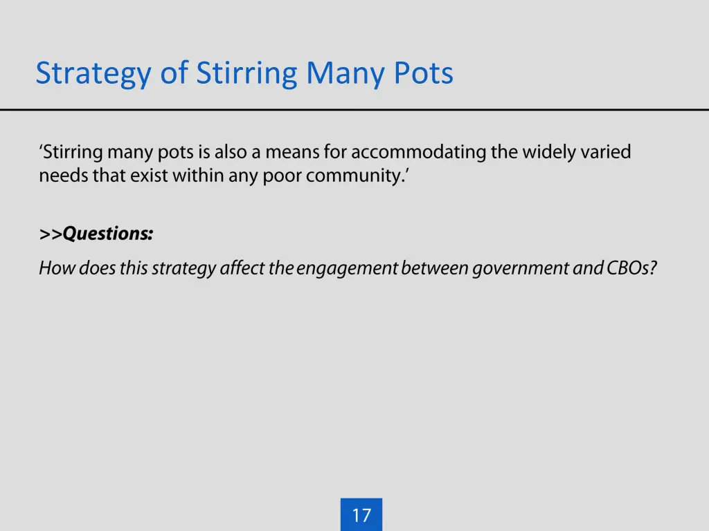 strategy of stirring many pots 1