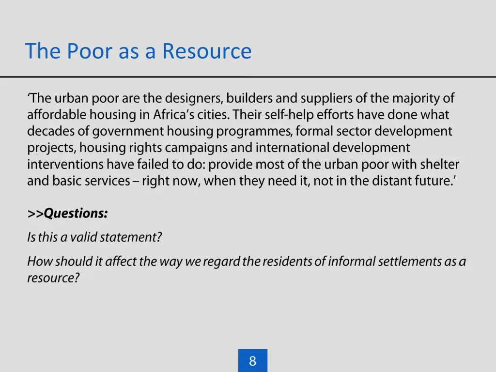 the poor as a resource