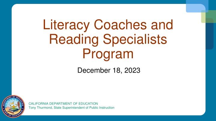 literacy coaches and reading specialists program