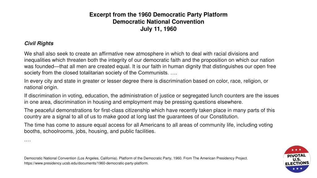 excerpt from the 1960 democratic party platform 1