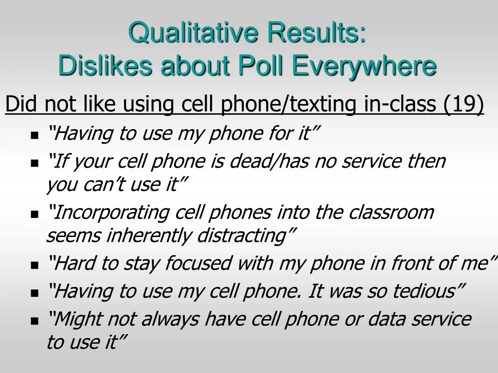 qualitative results dislikes about poll 1