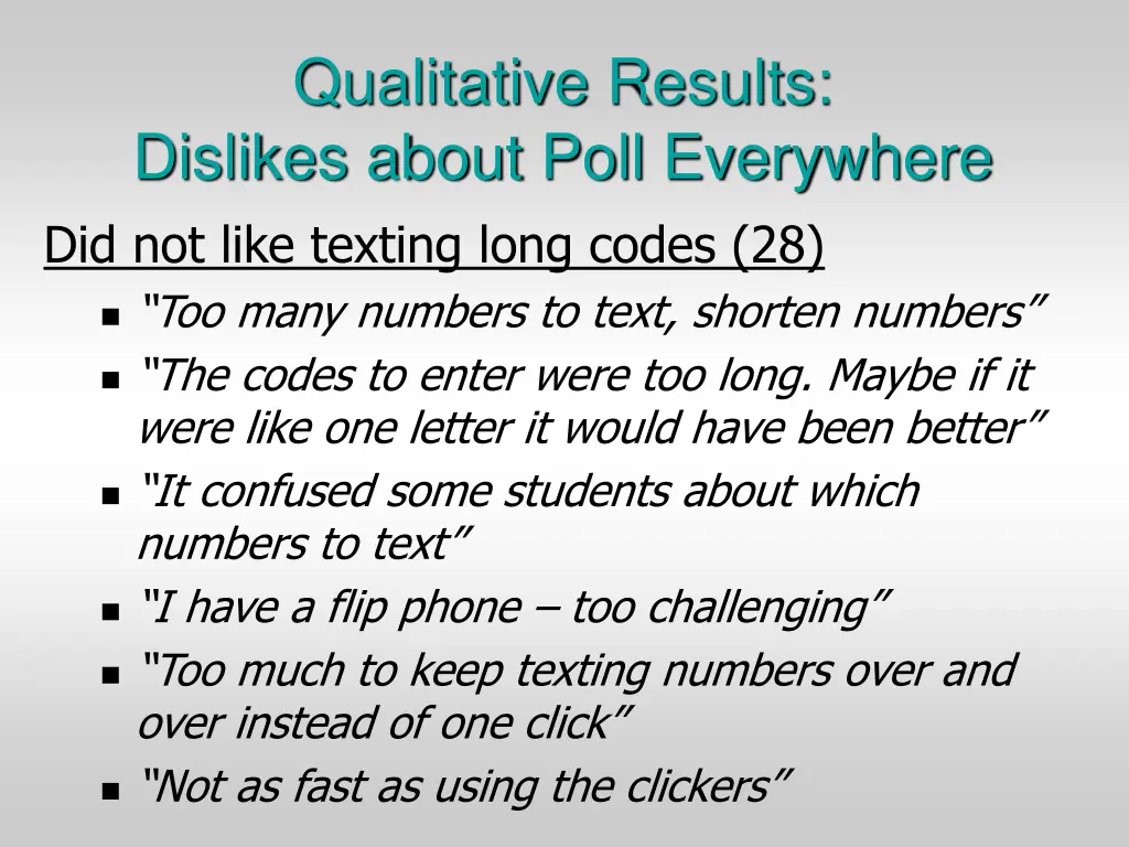 qualitative results dislikes about poll