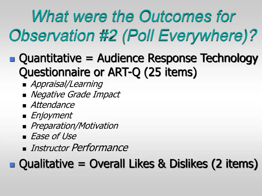 what were the outcomes for observation 2 poll