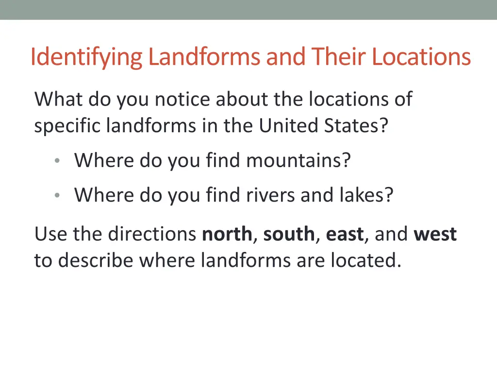 identifying landforms and their locations