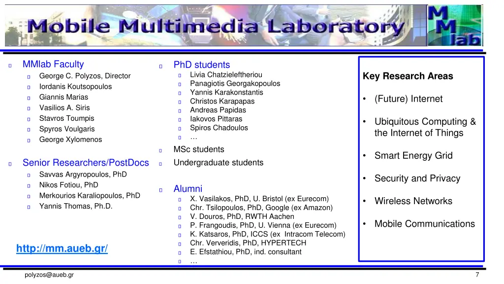 mmlab faculty george c polyzos director iordanis