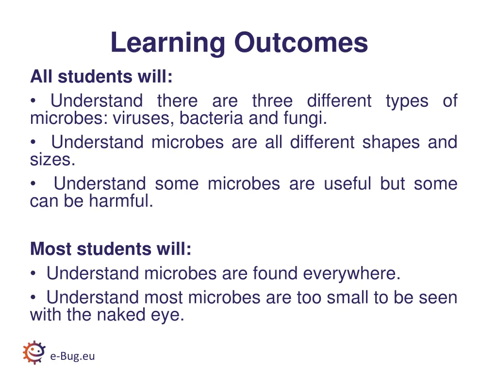 learning outcomes all students will understand