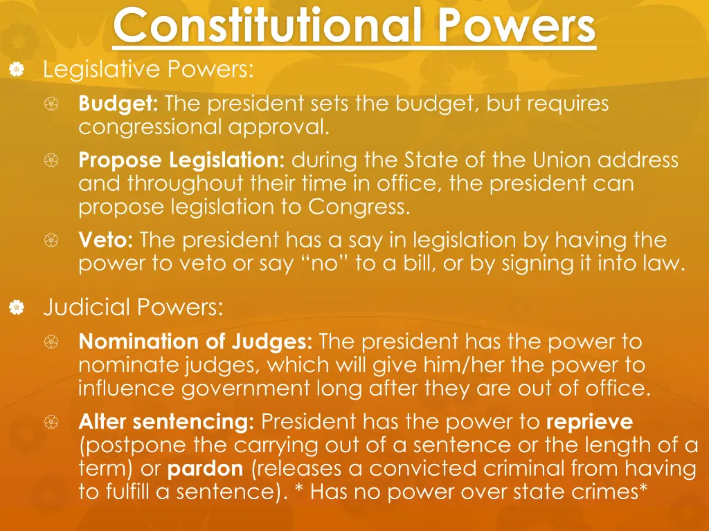 constitutional powers legislative powers budget