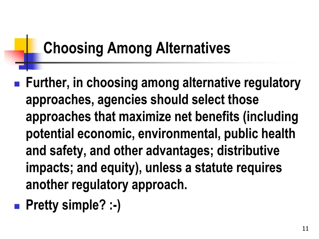 choosing among alternatives