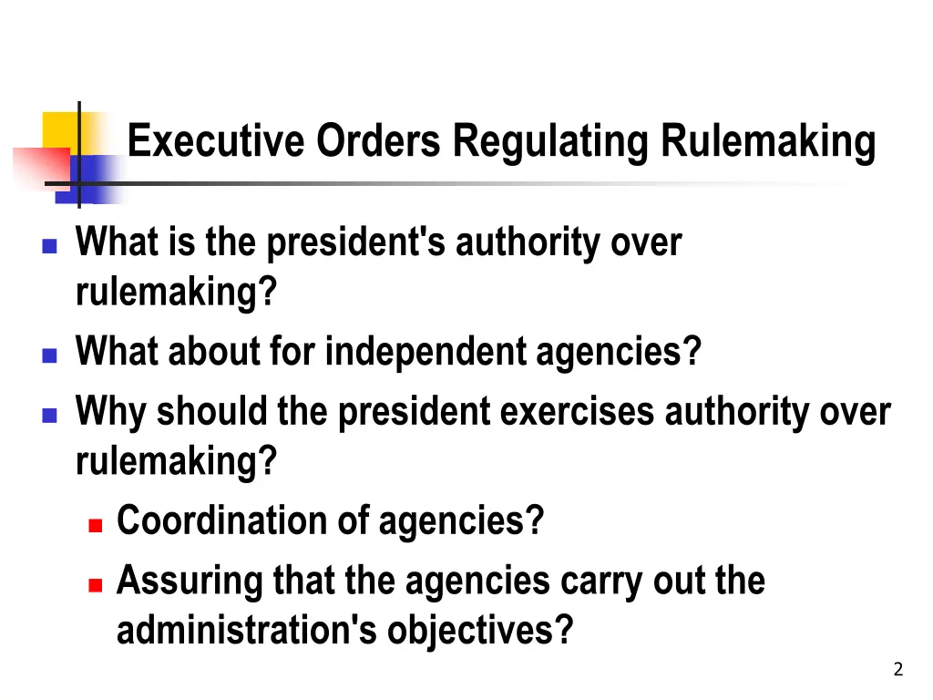 executive orders regulating rulemaking