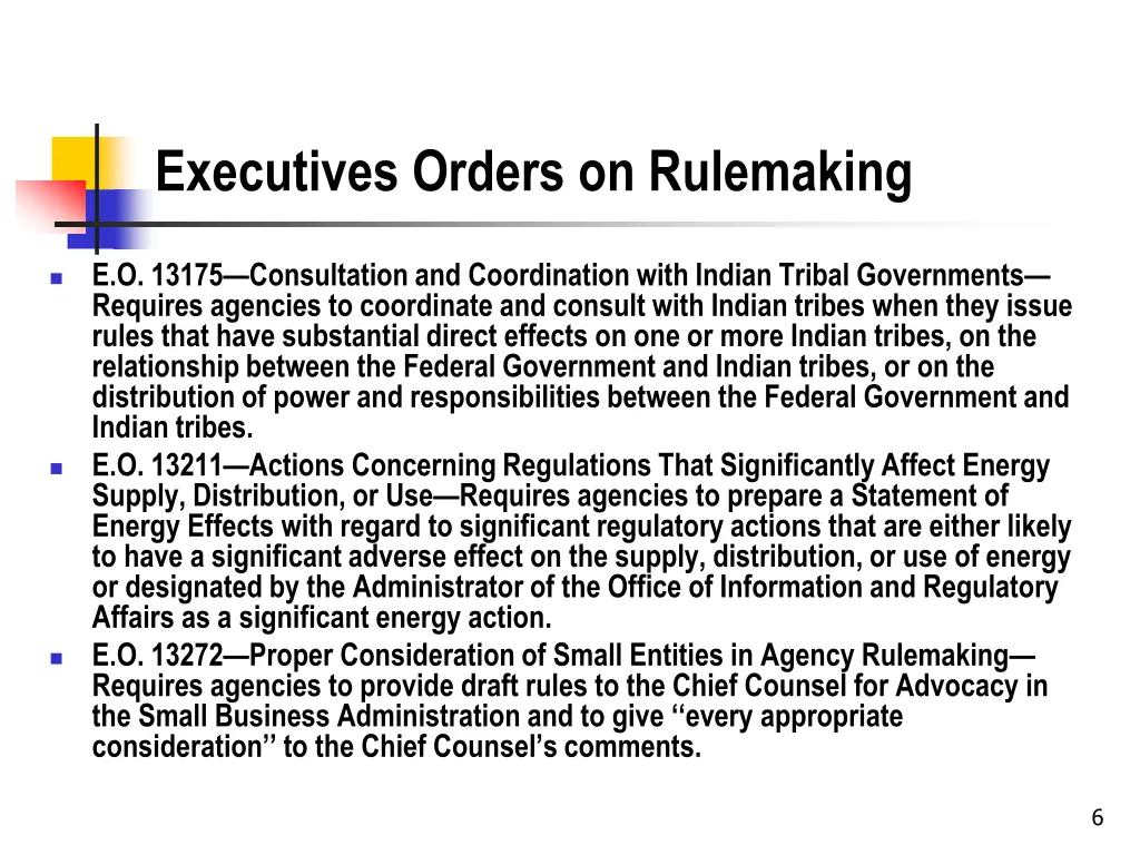 executives orders on rulemaking 2