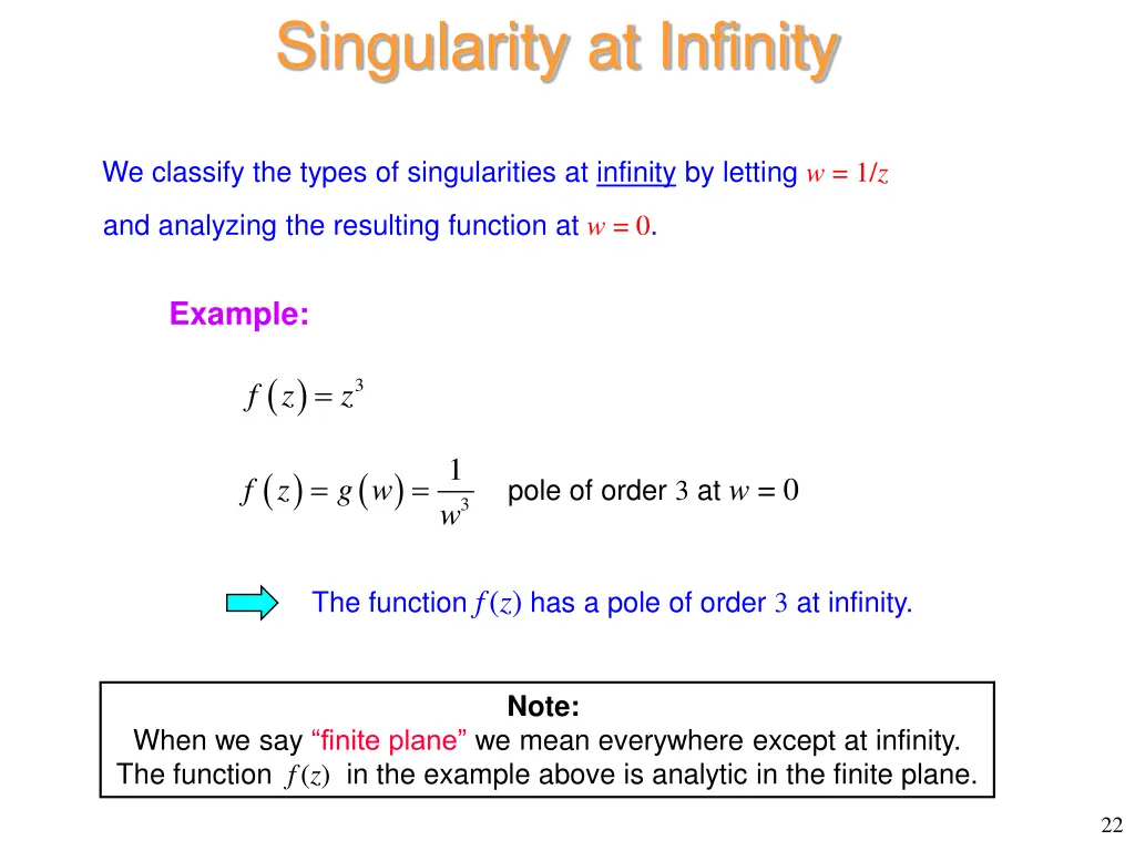 singularity at infinity