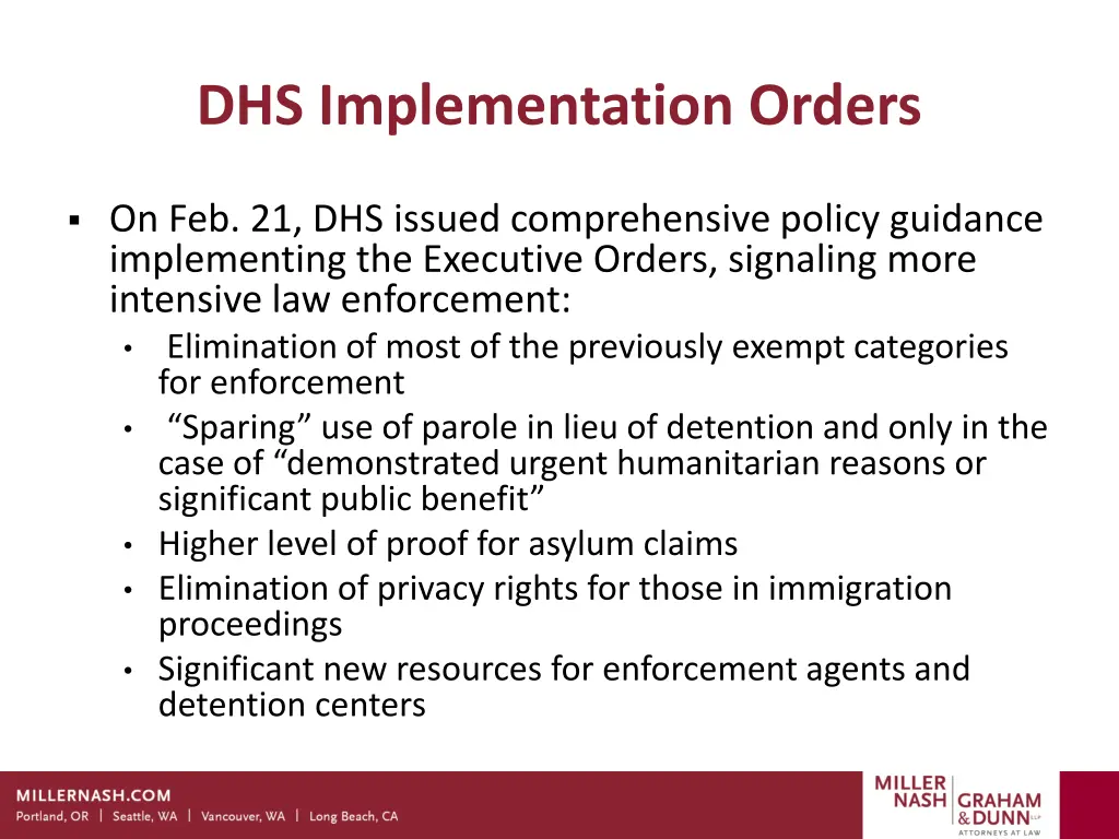 dhs implementation orders