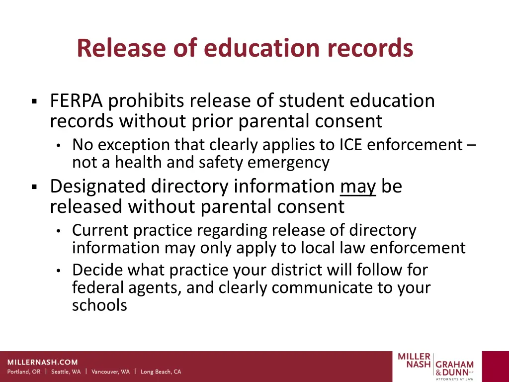 release of education records